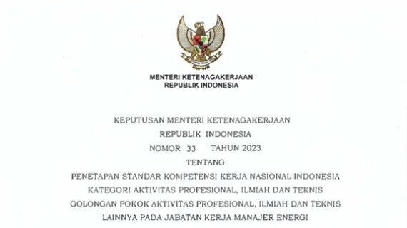 SKKNI Manajer Energi Terbaru
