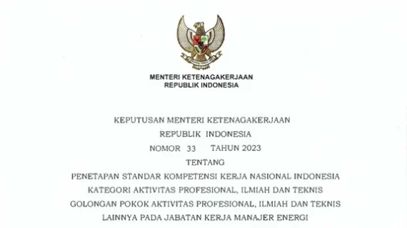 SKKNI Manajer Energi Terbaru